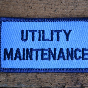 Reclaimed Vintage Shirt Work Embroidered Patches Badges Blue Utility Maintenance