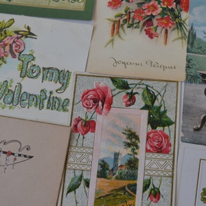 Vintage Ephemera Memory Icônico Dia dos Namorados Cartões florais do Dia de São Patrício Cartões postais Lote de 7