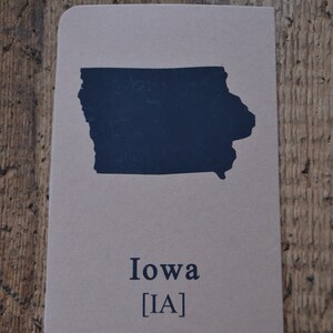 Vintage Cardstock Flashcard Educational Informational Map State Iowa