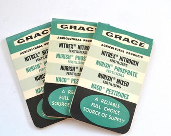 Vintage Grace Agricultural Products Agriculture Fertilizer Advertising Paper Pocketbook Pocket Notebook Lot of 10