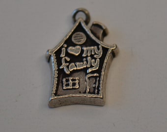 Vintage Silver I Love My Family House Home Jewelry Charm