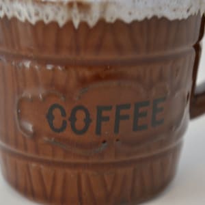 Vintage Ceramic Brown Barrel Looking Coffee Cup Mug