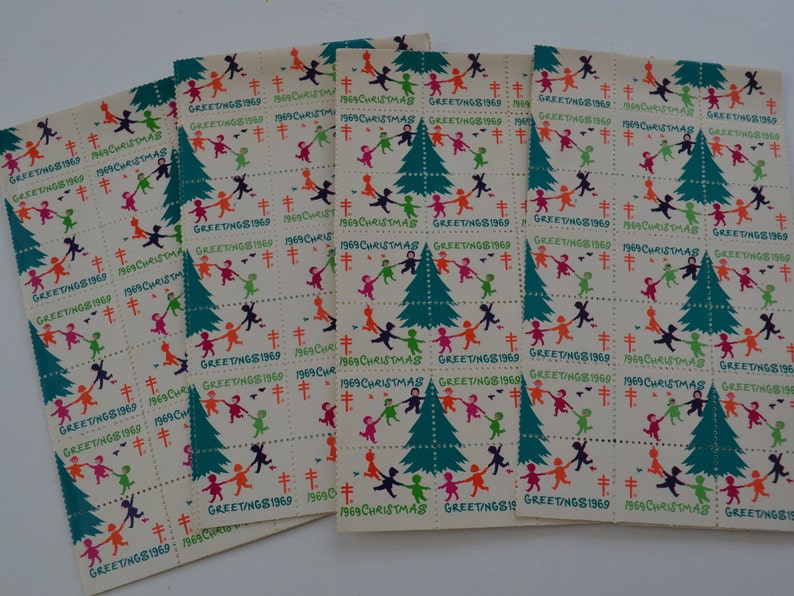 Vintage 1969 American Lung Association Christmas Holiday Fundraising Greeting Card Seals Lot of 180