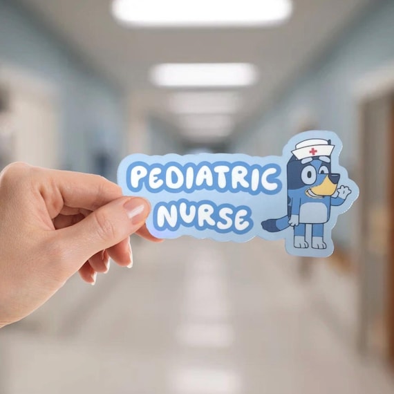 Blue Dog Inspired Pediatric Nurse Sticker