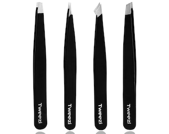 Juego de 4 pinzas de acero inoxidable: cuidado preciso de las cejas