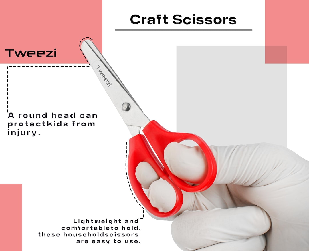 Craft Scissors Rounded Children's Safety Craft Scissors: Rounded Tip, Soft Grip, Stainless ...