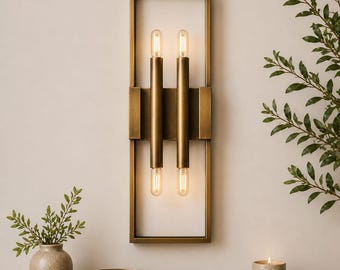 Modern Bathroom Wall Sconce, Brass Vanity Light Fixture, Mirror Wall Lighting, Industrial Gold Lamp, Bedroom Wall Light