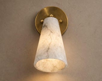 Alabaster Brass Wall Sconce, Vintage Style Bedside Lamp, Luxury Home Lighting
