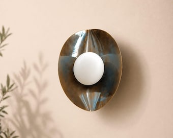 1950s Brass Globe Wall Sconce - Mid Century Modern Vanity Light