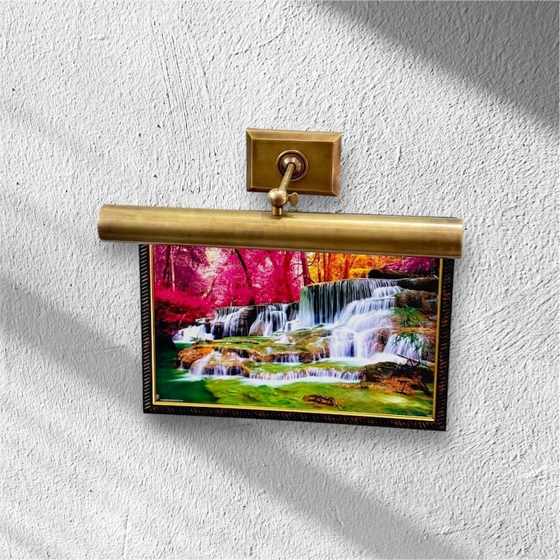 Picture Light Mid Century Brass Wall Sconce: Handmade Italian Style Lighting image 2