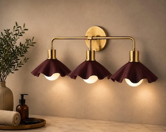 Flora Wall Sconce • Mid Century Brass Scalloped Bathroom Vanity Wall Light