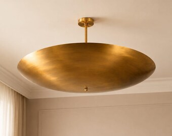 Solis Dome Light  Luxury Brass Semi Flush Mount Modern Ceiling Light Fixture