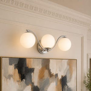 Modern Gold Wall Sconce Lighting, 3 Globe Bathroom Vanity Light, Luxury Brass Wall Lamp Contemporary Bathroom Mirror Light, Warm White Decor