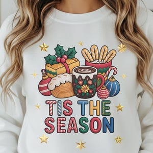 Cozy Tis The Season Holiday Sweatshirt | Vintage Pan Dulce Christmas Design | Mexican Christmas Top