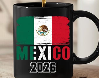 Taza de fútbol de México 2026 / Taza de café con la bandera mexicana / Regalo para fanáticos del fútbol mundial