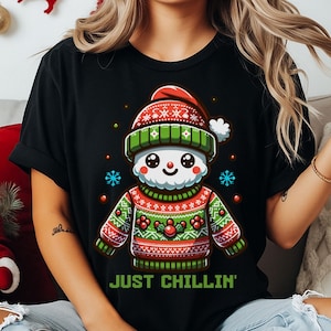 Schneemann Weihnachten T-Shirt, Urlaub Shirt, Unisex Jersey T-Shirt, Spaß Weihnachten Top, süße Winter Schneemann Kleidung
