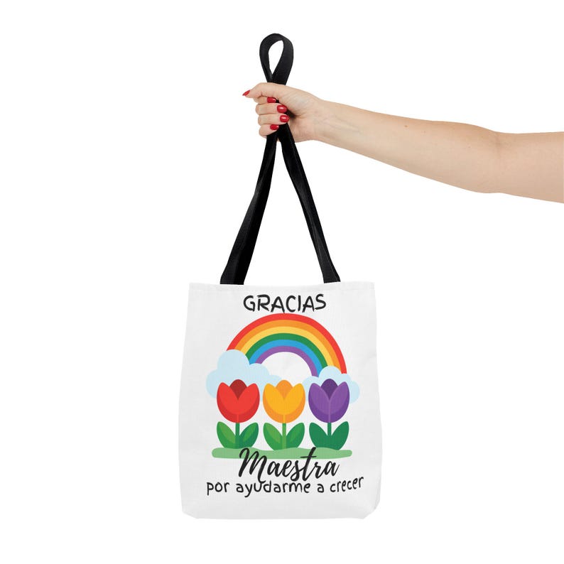 Gracias Maestra Rainbow Tulips Tote Bag | Spanish Teacher Appreciation ...