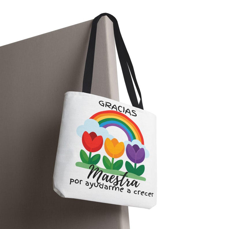 Gracias Maestra Rainbow Tulips Tote Bag | Spanish Teacher Appreciation ...