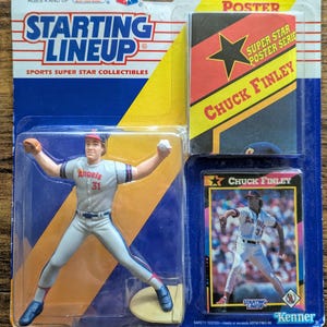 Chuck Finley 1992 California Angels 4&quot;schwarz Startaufstellung Figur mit Baseballkarte und 11&quot;x14&quot;cm Poster