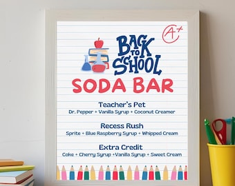 Menú imprimible de la barra de refrescos para la vuelta al cole: menú y lista de la compra editables (descarga digital)