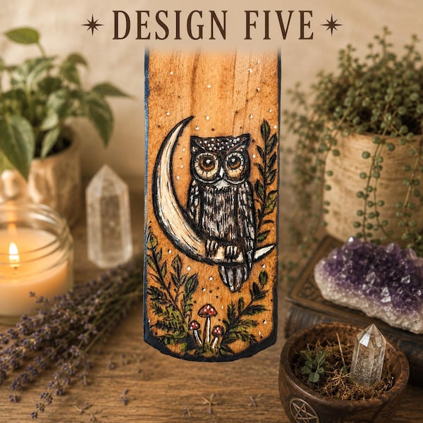 Quemador de incienso de la colección Animal Spirit / Porta incienso de madera quemada / Decoración de altar de brujería, elige tu diseño