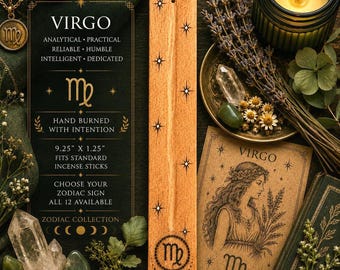 Sternzeichen Weihrauchbrenner | Holz verbrannt Astrologie Räucherstäbchenhalter | Celestial Sternzeichen-Kollektion | Witchy Altar Dekor | Handgemachtes spirituelles Geschenk