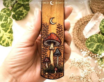 Woodland paddestoel wierookhouders | Handgemaakte pyrografiebrander | Inrichting boshuisje