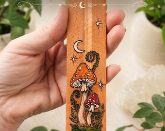 Woodland Mushroom Incense Holders | Handcrafted Pyrography Burner | Forest Cottage Decor
