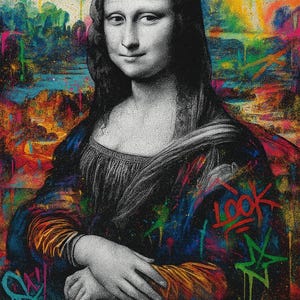 Graffiti Art Print, Modern Mona Lisa, Mona Lisa, Street Art Poster, Pop Art Wall Decor, Urban Art, Colorful Wall Art,