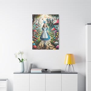 Alice in Wonderland Canvas Art Print, Whimsical Wall Decor, Fantasy Home Decor, Storybook Theme Art, Perfect Gift for Kids and Adults