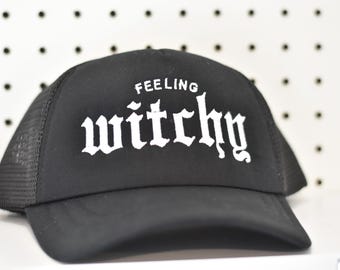 Feeling Witchy Embroidered Trucker Hat - Halloween Costume
