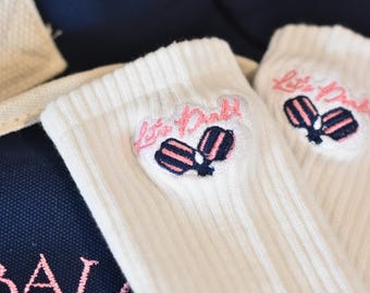 Embroidered Pickleball Socks | Let's Dink, Size 5-10