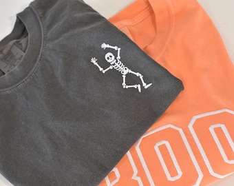 Embroidered Skeleton Halloween T-Shirt: Spooky Teacher Costume