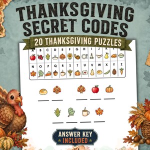 Thanksgiving Cryptogram Worksheets for Kids | Printable Secret Code Puzzles
