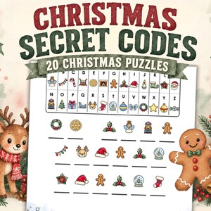 Weihnachtliche Kryptogramm-Arbeitsblätter für Kinder | 20 druckbare Geheimcode-Rätsel
