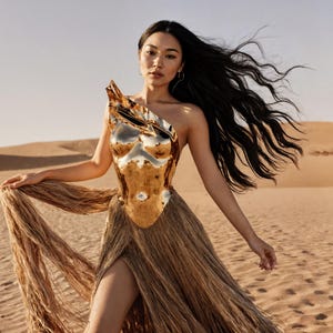 Gold Mirror Corset - Sculptural Acrylic Chest Plate, Glossy Festival & Stage Top for Women
