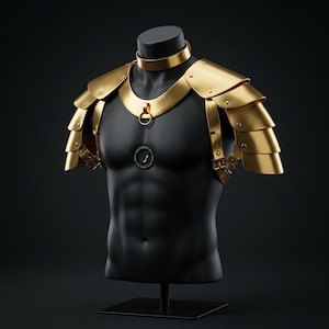 Pharaoh Armor Costume – Golden Warrior Top, Egyptian God Cosplay, Men's Festival Outfit, Gold Leather Shoulders image 10