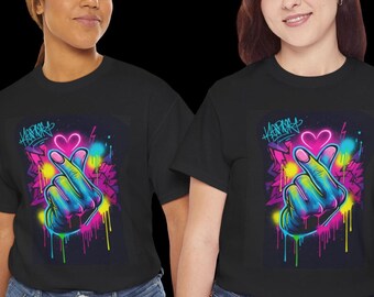 K-pop Finger Heart Unisex Heavy Cotton Tee
