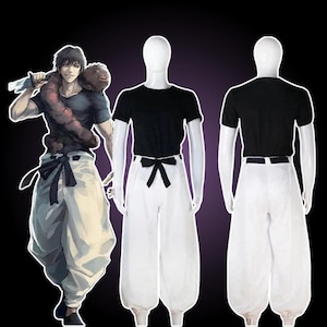 Toji Fushgro Cosplay Costume – Anime Sorcrer Killer Outfit – Dark Blue Uniform Jacket Pants – Wig Included – Halloween Party Outfit