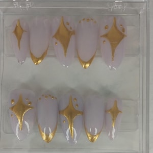 hand painted rumi kpop demon hunter golden press on nails