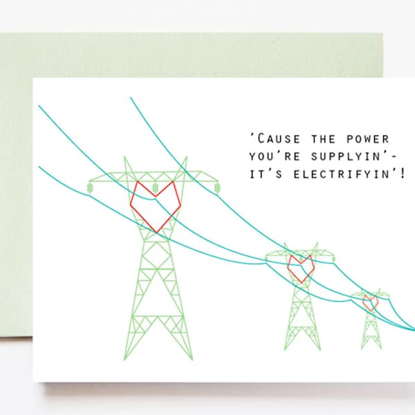 Electrifying Power Line Love Greeting Card