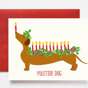 Yuletide Dog (Log) Christmas A2 Greeting Card