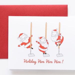 Garden Hoe Hoe Hoe e Pole Dancing Santa Cartões de Natal