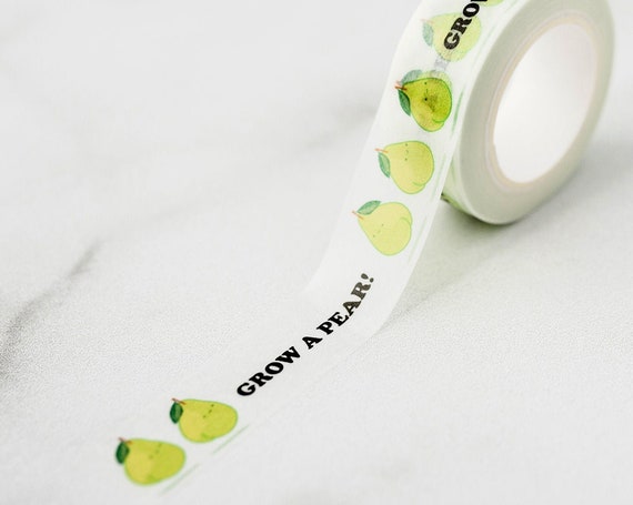 NEW** Grow A Pear! Washi Tape, Pattern Paper Tape, Gift Wrap, Stocking Stuffer, Kawaii Tape, Journal, Planner, Holiday, Gifts