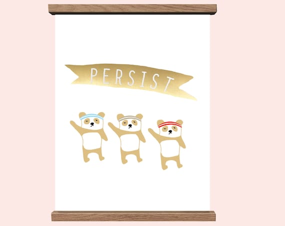 Panda Persist Foil Inspirational Art Print