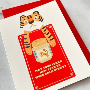 Cartão comemorativo em folha de ouro Diggity Tiger Balm Ano Novo Lunar