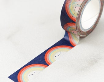 NEW** Rainbow Happy Face Washi Tape, Pattern Paper Tape, Gift Wrap, Stocking Stuffer, Kawaii Tape, Journal, Planner, Holiday, Gifts