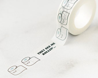 NEW** They See Me Rollin' Toilet Paper Washi Tape, Pattern Paper Tape, Gift Wrap, Stocking Stuffer, Kawaii Tape, Journal, Planner, Holiday