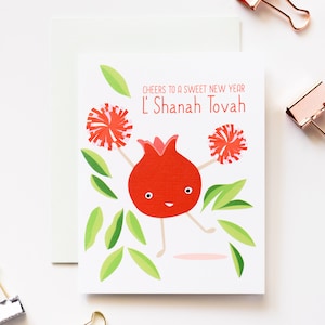 Cartão de felicitações de Ano Novo Judaico Pom Pom Romã Rosh Hashanah