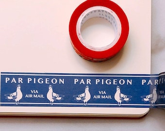 Par Pigeon Navy Washi Tape, Pattern Paper Tape, Gift Wrap, Stocking Stuffer, Kawaii Tape, Journal, Planner, Holiday